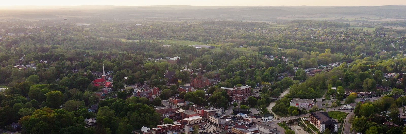 Aerial view of urban and rural Port Hope